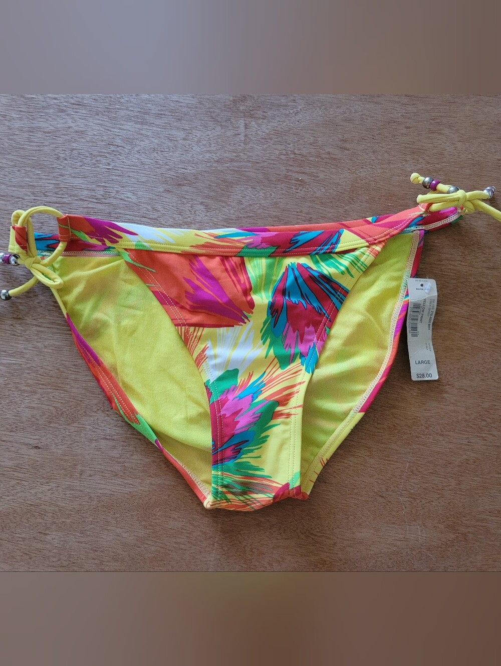 Decree Yellow Multicolor Tropical Print Bikini Bottom